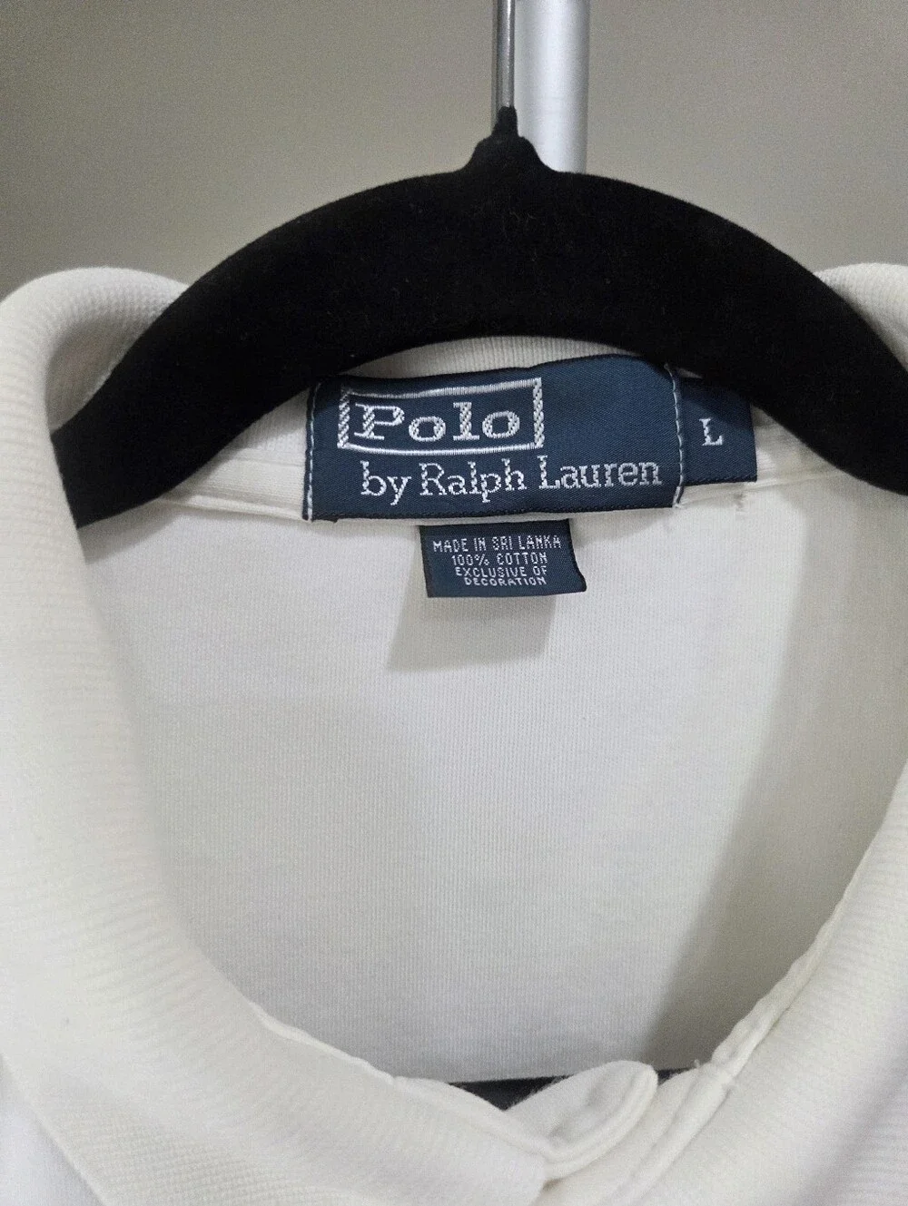 Ralph Lauren White Short-Sleeve Polo with Navy Pony Sz.L